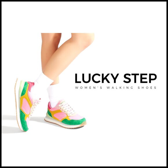 Women's Platform Sneakers Suede Colorblock Retro Casual Running Shoes - Picture 7 of 7